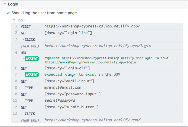 Commandes Cypress.js