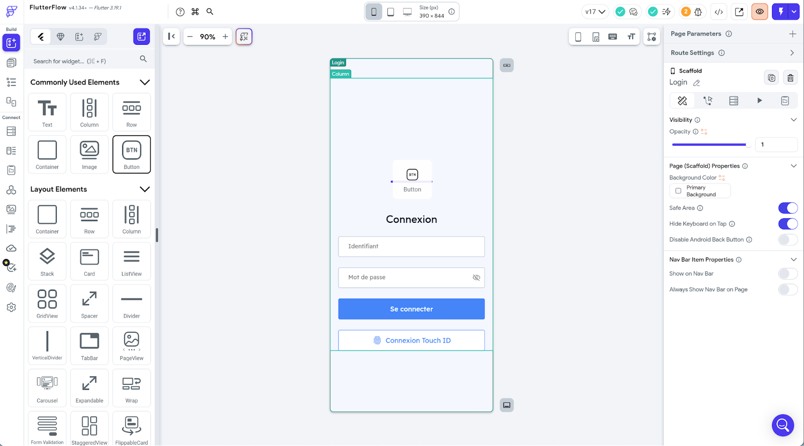 connexion flutterflow